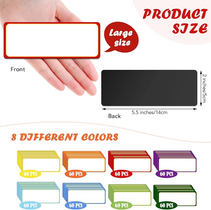 Yexiya 480 Pcs Magnetic Dry Erase Labels, Reusable Blank Strips - Image 2