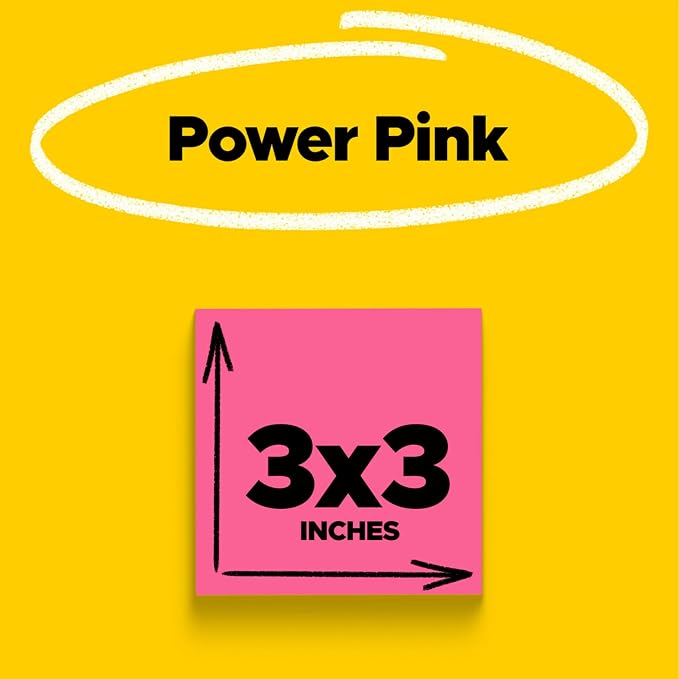 Post-it Super Sticky Notes, 3 x 3 in, 5 Pads, 90 Sheets/Pad | School Supplies - Image 2