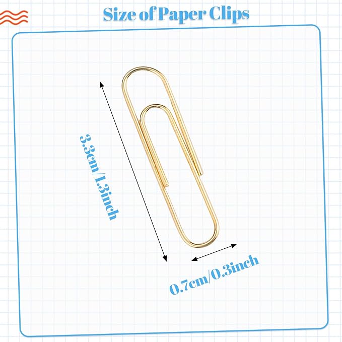 SUMAJU 500 PCS Gold Paper Clips, Medium 33 mm/1.3Inch Assorted Paperclips - Image 2