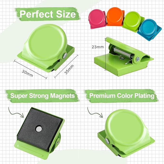 Magnetic Clips 32 Pack, Heavy Duty Colored Metal Clips - Image 2