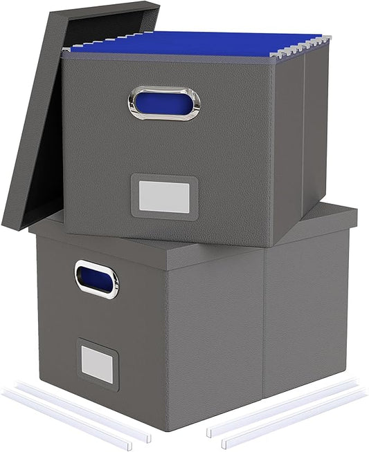 2 Pack File Storage Organizer, Portable File Box by Oterri
