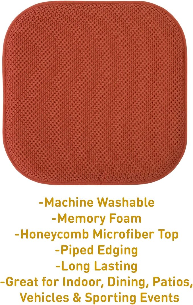 Sweet Home Collection Chair Cushion Memory Foam Pads Honeycomb Pattern Slip Non - Image 3