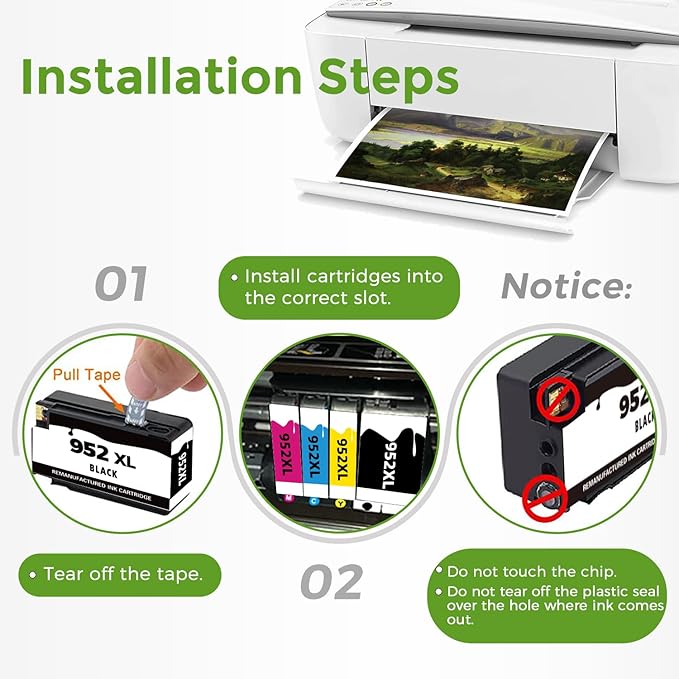 952XL Ink Cartridges Combo Pack Compatible for HP 8710 7740 Printer for HP 952 XL Black Color for HP952 OfficeJet Pro 8720 8725 8210 8715 8702 8740 7720 8730 8216 8700 Black Cyan Magenta Yellow 4 Pack-DeskLoop Office