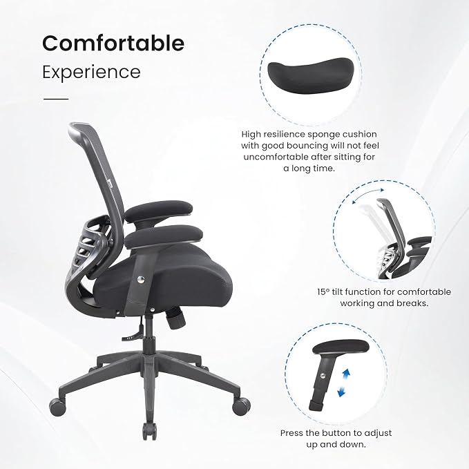 BOLISS 400lbs Office Chair Mesh Ergonomic Super Soft Thick and Wide Cushion - Image 4