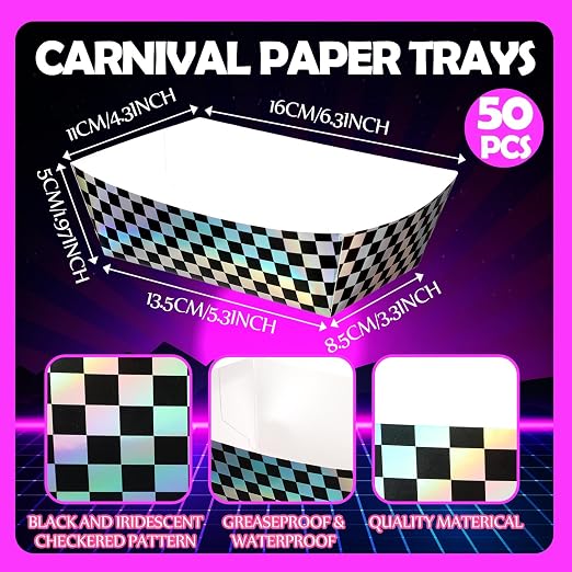 Geosar 100 Pcs Gingham Party Supplies Disposable Paper Food Trays Bulk - Image 2
