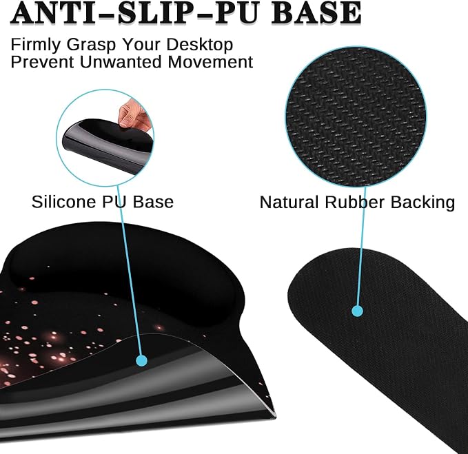 Britimes Rose Gold Pink Keyboard Mouse Pad Set Black Golden 4in1 Large - Image 8