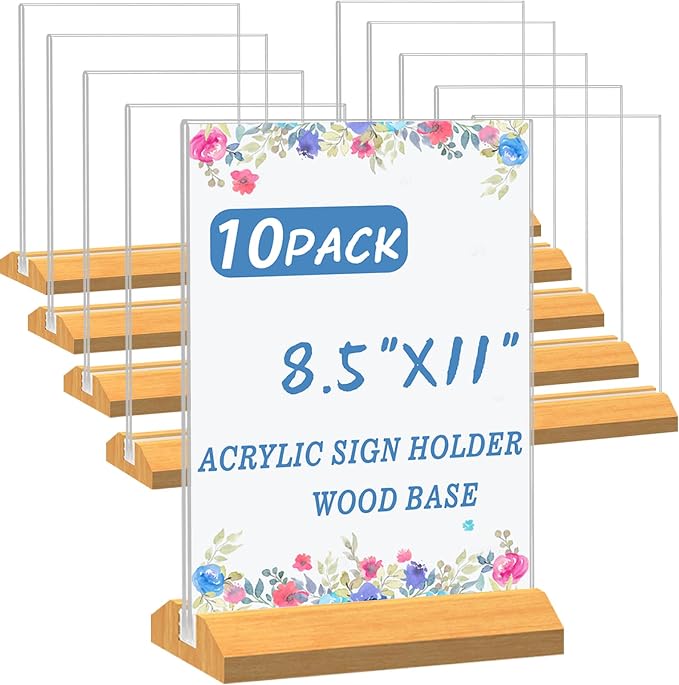 10 Pack Acrylic Sign Holder 8.5 x 11 Inch by QLKGWEA