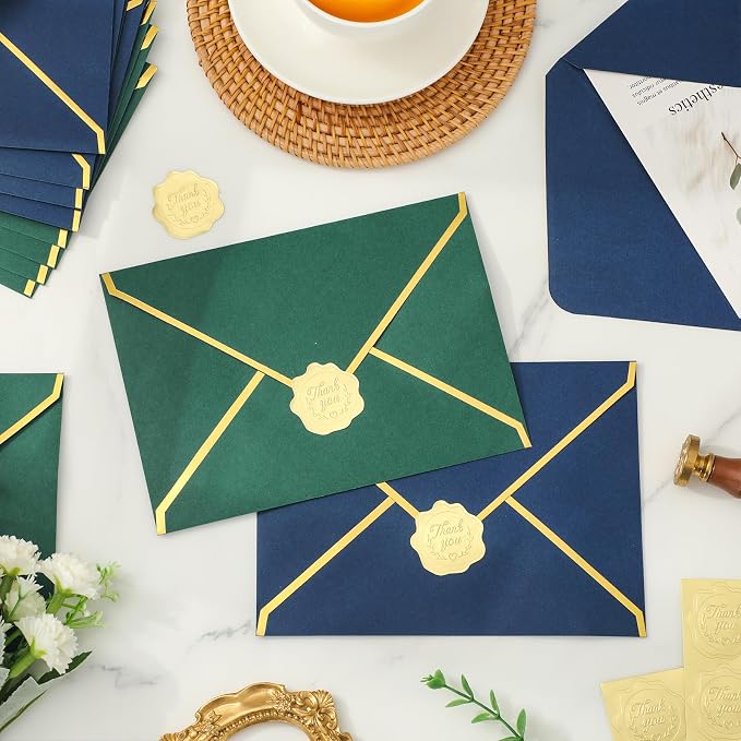 Whaline 50 Pack Green Blue A7 Envelopes - Image 4