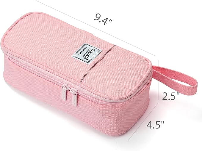 Pencil Case Pouch Box Bag School Supplies Girls Boys Kids, Cute Preppy Stuff Large Big Capacity Aesthetic Pen Organizer, Back to College Stationary, Pink, Classic Stlye, 1800ml-DeskLoop Office