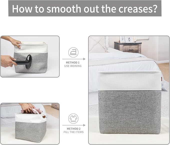 Bagnizer 13x13 Cube Storage Bins, Collapsible Fabric Storage Box, 4 Pack Closet - Image 7