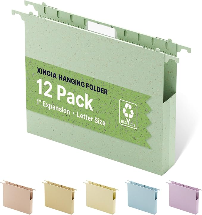 XINGIA Hanging File Folders Letter Size, Heavy Duty 1" Expanding Hanging File by Unknown