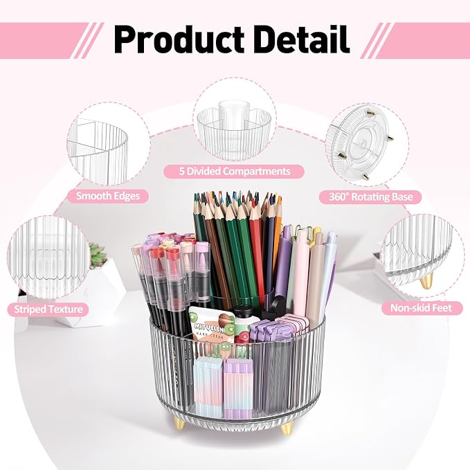 360 Rotating Pen Pencil Holder for Desk, Pen Organizer - Image 5