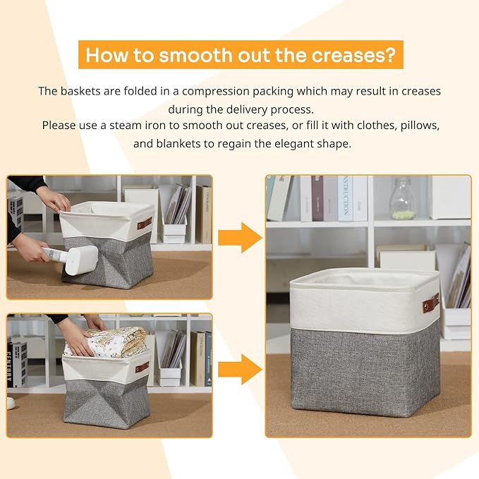 DULLEMELO 11 Inch Cube Storage Bins Fabric Storage Cubes 4 Pack Foldable Cube Storage Baskets for Cube Organizer, Cube Storage Organizer Bins for Home Office Organizer Closet, Shelves, Toy, Nursery-DeskLoop Office