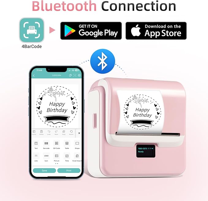 ORGSTA Label Maker Machine with Tape, T003 Thermal Label Maker, 3.15 Inch Bluetooth Label Printer Compatible with Phone & PC, Sticker Printer Barcode Thermal Maker for Small Business, Home, School-DeskLoop Office