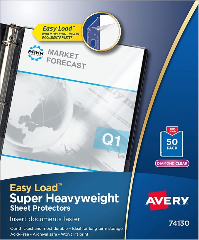 Avery Diamond Clear Super Heavyweight Sheet Protectors, Easy Load, 50 Document by Avery
