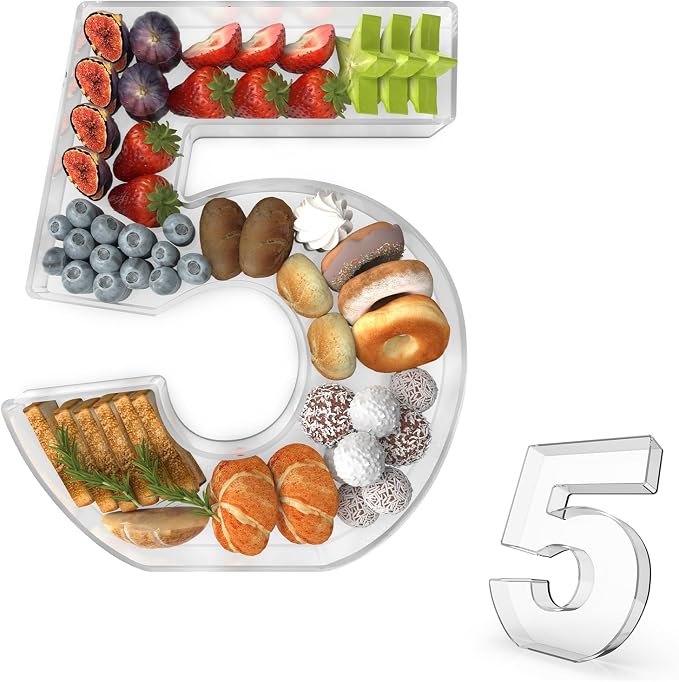 11" Acrylic Number Charcuterie Tray, Fillable Number Charcuterie Box by Tdsuco