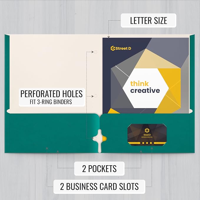 Better Office Products Two Pocket Portfolio Folders, Letter Size Paper Folders - Image 2