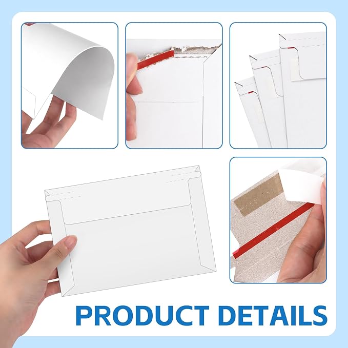 80 Pack 6.5x4.5 inch Rigid Mailers, Self Seal Photo Envelopes Protective Flat - Image 3