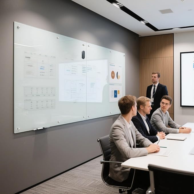 KIZZBY Glass Dry Erase Board - Magnetic Whiteboard, 60"X36" Frameless White Board Clear Glass Boards with Super Strong Magnets, Wall Mounted for Office, Classroom and Home-DeskLoop Office
