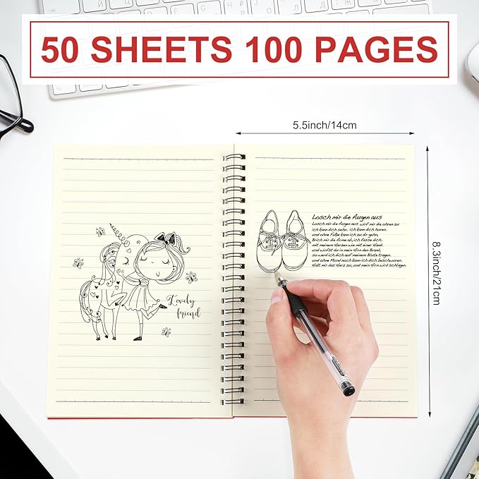 Yahenda 72 Pcs Spiral Notebook Bulk A5 Journal Lined 8.3'' x 5.5'' Writing Composition Paper Small Notepad Subject Notebook for Students Office Business Back to School Supplies (Red)-DeskLoop Office