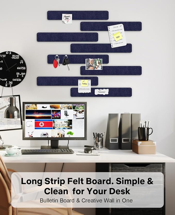 Small Cork Bulletin Board Tiles, Felt Wall Decor and Office Desk Accessories - Image 6