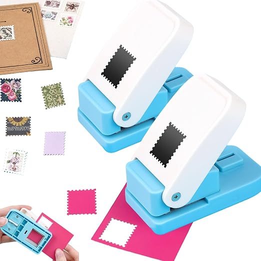 2 Pcs Stamp Punches, Rectangular Embossed Edge Postage Stamps Shape Paper Punch by CYFUNDESIGN