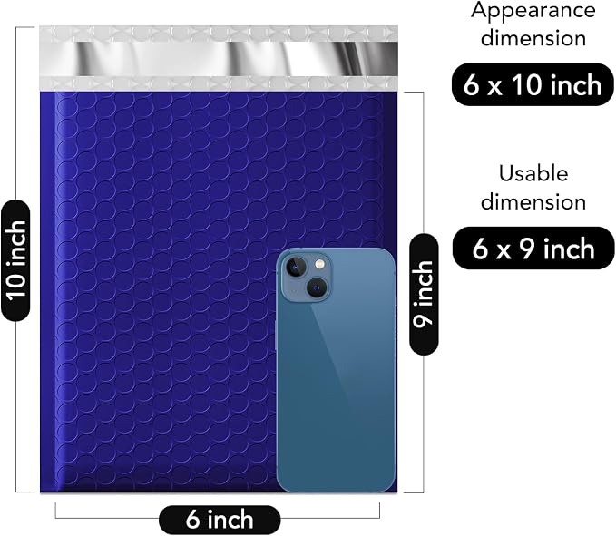 Fuxury Bubble Mailer 6x10 600 Pack Royal Blue #0, Poly Padded Envelope mailers - Image 2