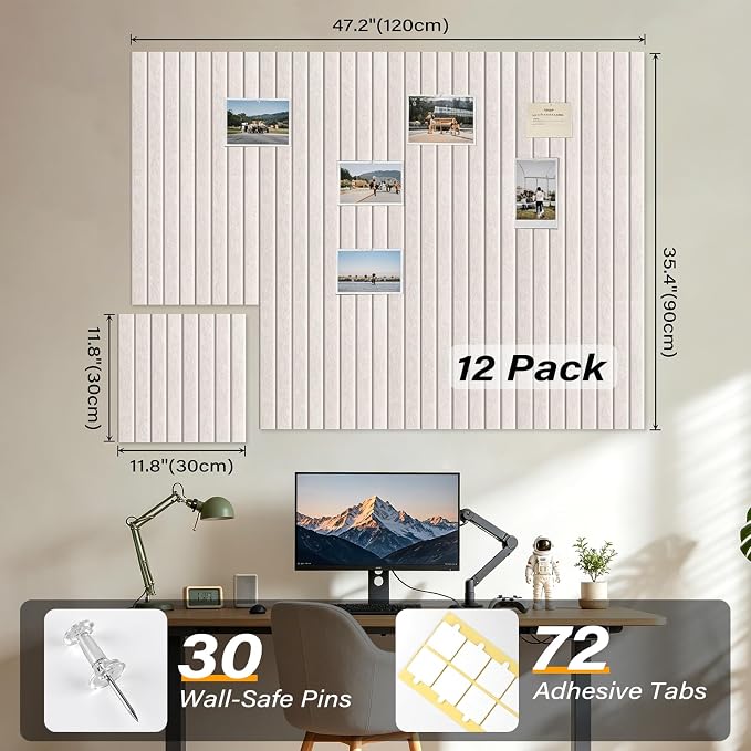 Large Felt Bulletin Board，47.2" x 35.4" 12 Pack Cork Board Alternative - Image 3