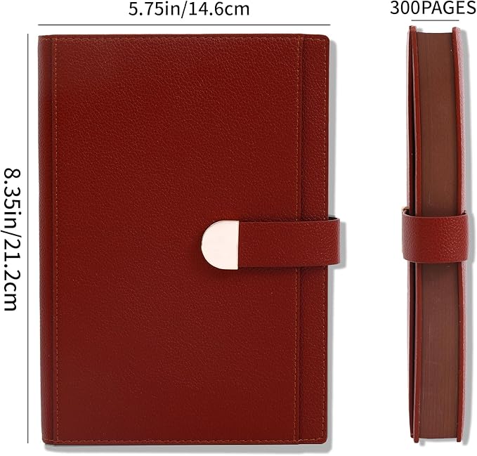 Textured Hardcover Lined Journal for Women Men Magnetic Buckle A5 Leather Journal Notebook with Gift Box 300 Pages 67 lb./100 gsm Paper College Ruled Journaling Notebook for Writing Work School Daily Diary-DeskLoop Office