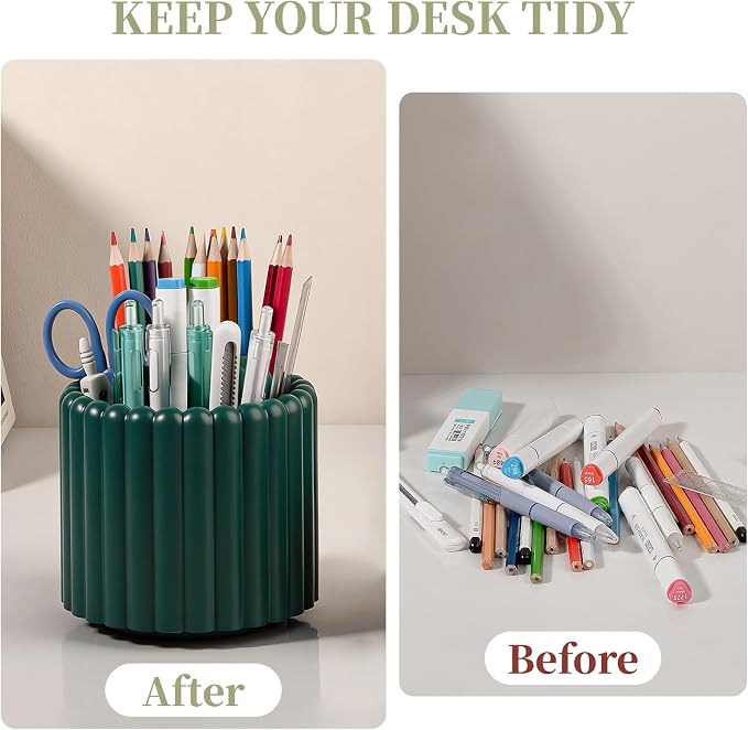 Anyoifax 360° Rotating Pen Holder 7 Slots Desk Organizer Removable Pencil Cup - Image 3