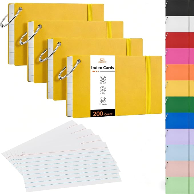NEEWAY Ruled Index Cards with Ring 3x5 Inches, Flash Cards with Rings by NEEWAY
