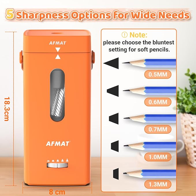 AFMAT Electric Pencil Sharpener, Fully Automatic Pencil Sharpener, Auto in & Out - Image 3