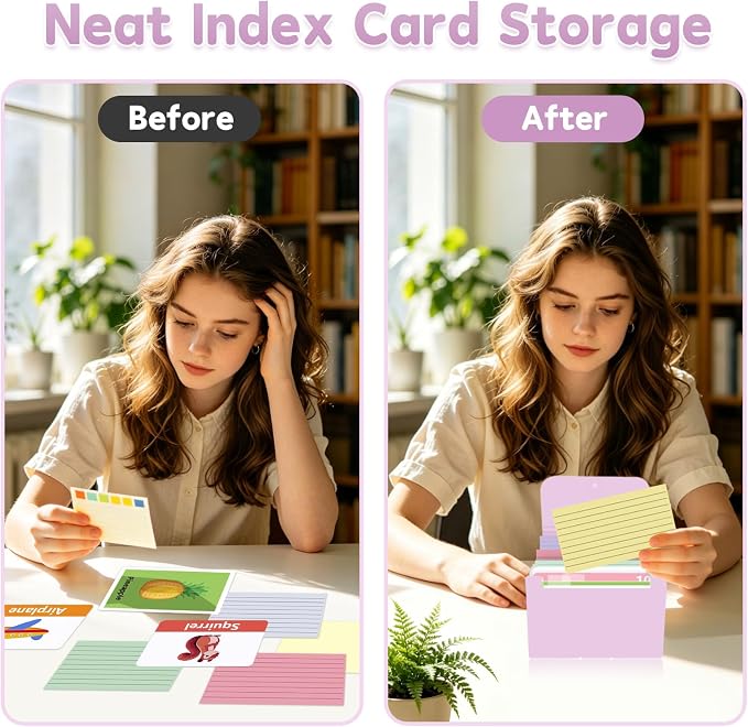 DHATMYC 4x6 Index Card Organizer Holder File Box 3x5 Inch Note Flash Card - Image 5