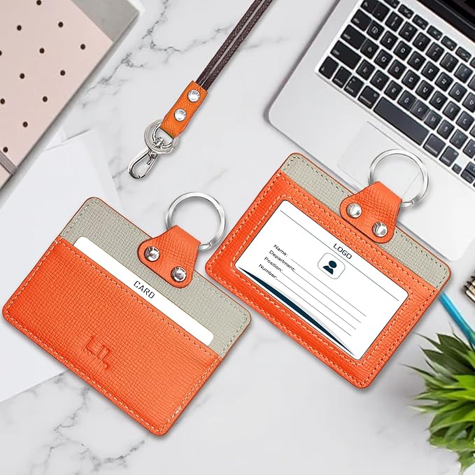 Badge Holder: Boshiho Cowhide Leather ID Badge Card Holder - Image 6