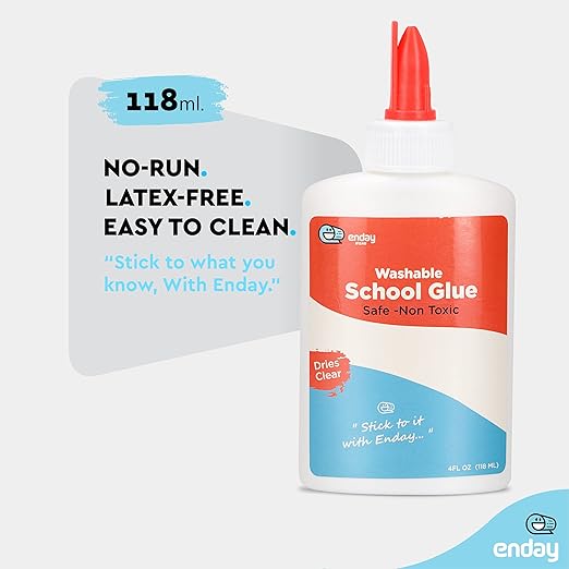 Liquid Glue (12 Pack) - 4 oz Washable School Glue, Bulk, Non-Toxic for Kids, for Slime, Arts and Crafts - by Enday-DeskLoop Office