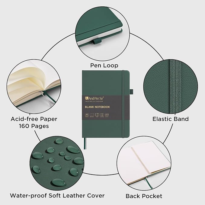 &And Per Se Blank Sketch Notebook, A5 Hardcover, 160 Pages 100gsm Thick Paper - Image 3