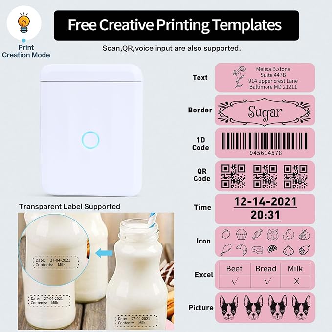 LMASBLTER D110M Label Maker Machine with Tape Portable Bluetooth Sticker Label Printer with Different Fonts Easy to Use Ideal for Home Office Organization Small Business Supplies USB Rechargeable-DeskLoop Office