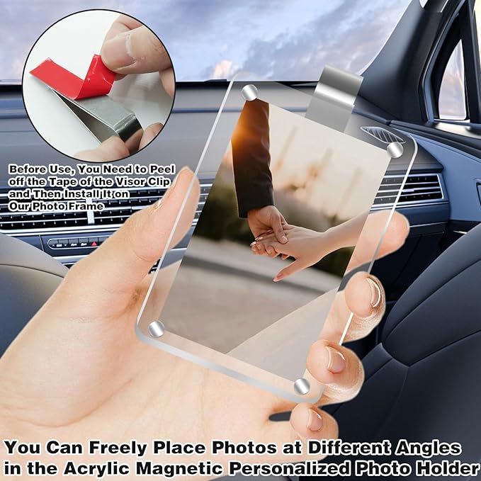 2Pcs Car Picture Holder, Acrylic Magnetic Personalized Photo Holder Car - Image 6