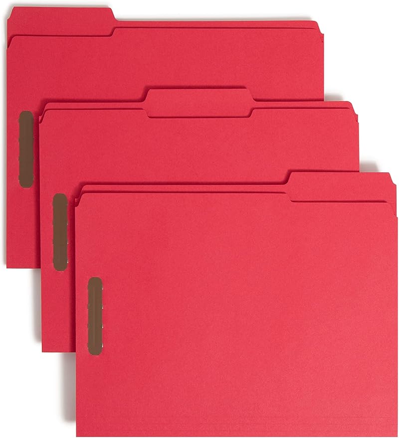 Smead Fastener File Folders, Reinforced 1/3-Cut Tabs, 2 Fasteners, Letter Size by SMEAD