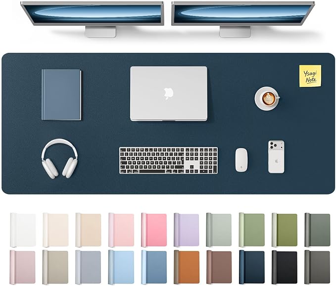 YSAGi Leather Desk Pad Protector, Office Desk Mat, Large Mouse Pad, Non-Slip PU by YSAGi