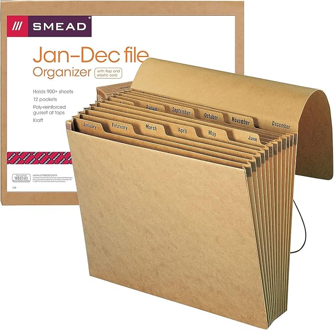 Smead Expanding File with Flap and Cord Closure, 12 Pockets, Letter Size - Image 7