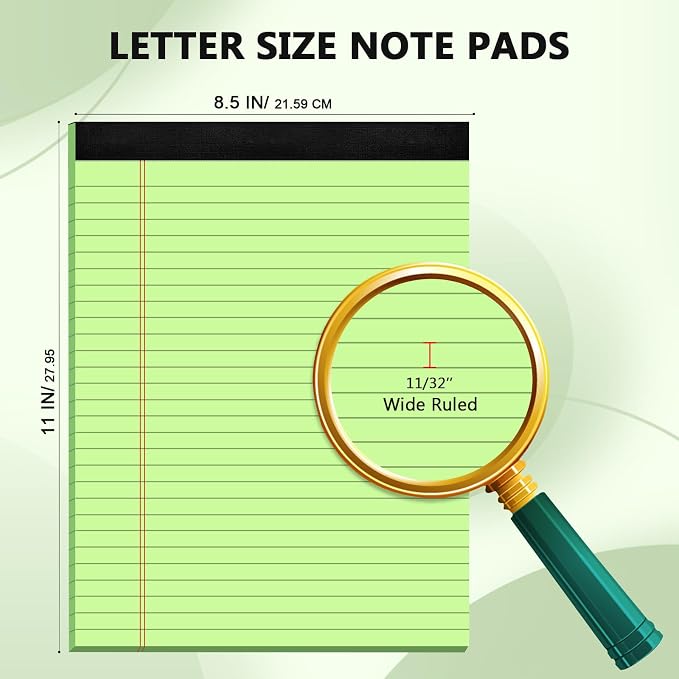 Legal Pads 8.5 x 11 Colored Note Pads 3 Pack Writing Pad Wide Ruled Notepad | - Image 2