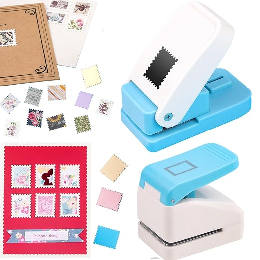 2 Pcs Stamp Punches, Postage Stamp Punch, 1X0.8 inch & 1.1X0.9 inch Embossing by CYFUNDESIGN