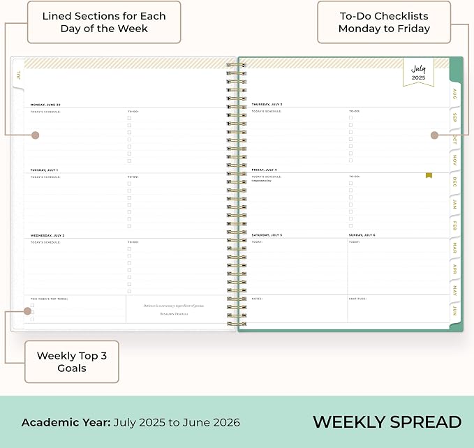 Blue Sky Day Designer 2025-2026 Weekly and Monthly Academic Year Planner - Image 3