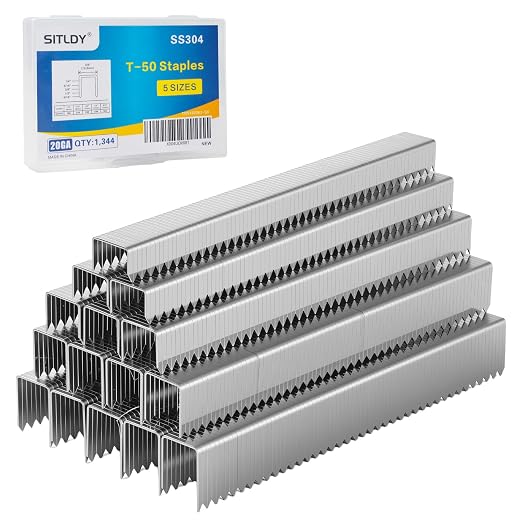Beveled Chiseled Pointed Heavy Duty T-50 304 Stainless Steel Staples 1344-Count by SITLDY