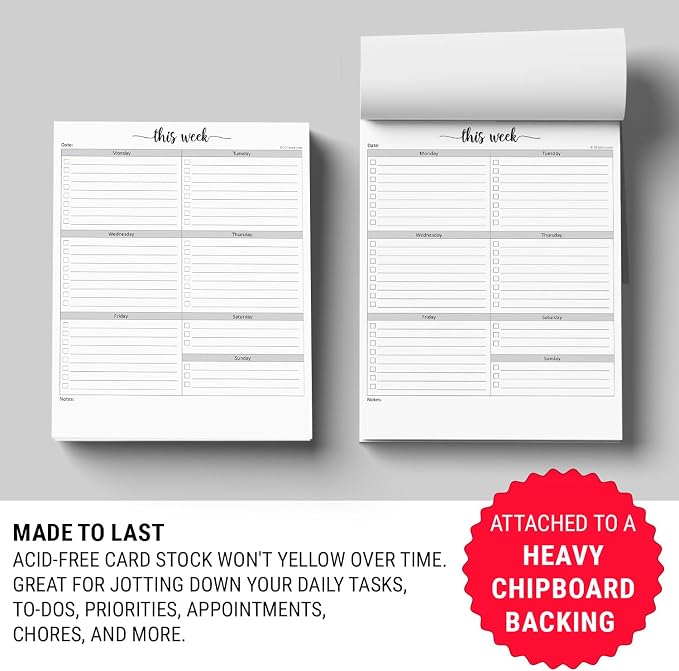 321Done Weekly Checklist Notepad, 8.5x11 Large Letter-Size Pad - Image 4