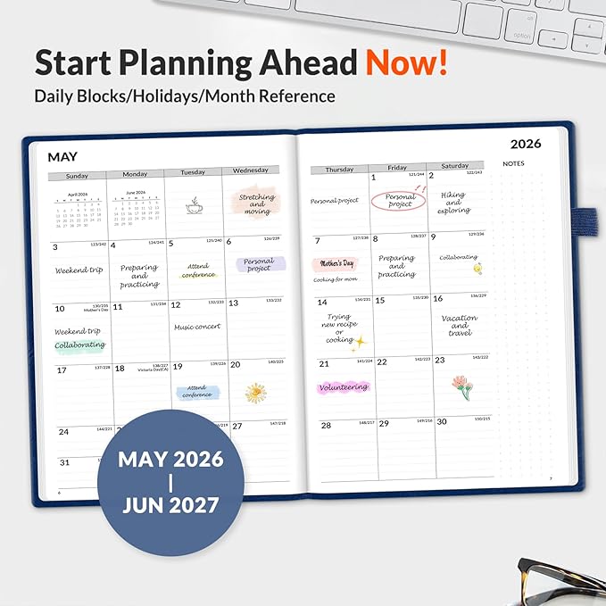 SUNEE 2026-2027 Weekly & Monthly Hardcover Planner 5.5" x 8.3" - Image 2