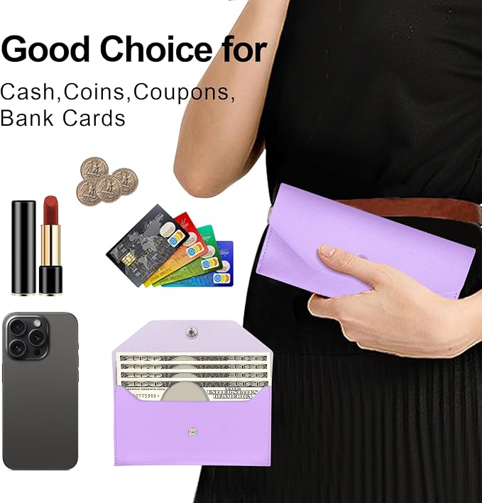 Pu Leather Cash Envelope Wallet - Image 4