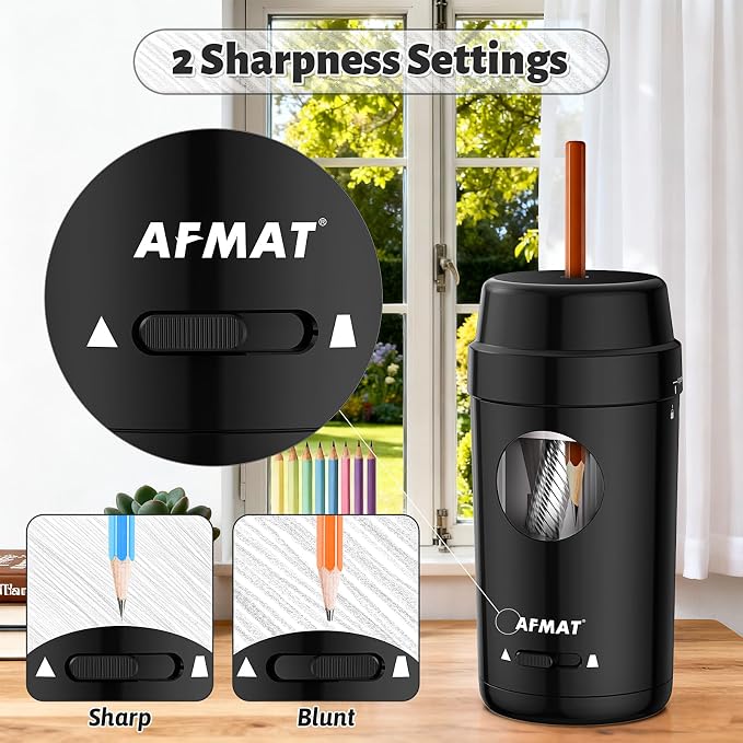 AFMAT Electric Pencil Sharpener, Auto in & Out, Fully Automatic Pencil Sharpener - Image 4