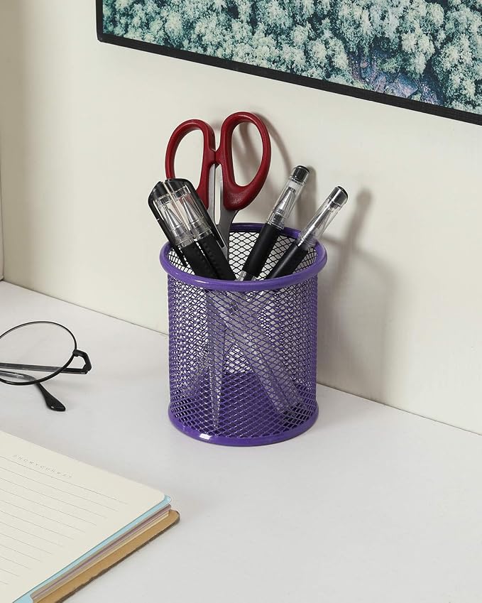 EasyPAG Pencil Holder for Desk, 2 Pack Metal Pen Organizer, Mesh Pencil Cup - Image 5